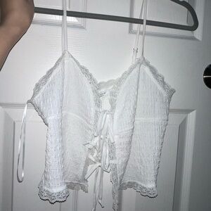 Chic White Lace-Up Camisole